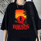 Oversized dames-T-shirt Stranger Things Hawkins Indiana