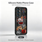Siliconen Samsung Galaxy A-hoesje Stranger Things stickers Hellfire Club