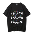 Heren-T-shirt Stranger Things alfabetmuur lichtslinger