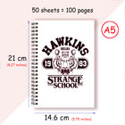 A5-notitieboek Stranger Things Hawkins Strange School wit