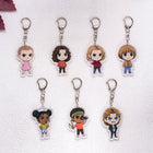 Set van 7 acryl-sleutelhangers Stranger Things getekende personages