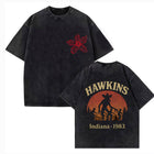 Verwassen heren-T-shirt Stranger Things Hawkins Indiana 1983 zonsondergang