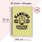 A5-notitieboek Stranger Things Hawkins Strange School geel