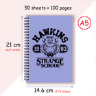A5-notitieboek Stranger Things Hawkins Strange School blauw
