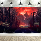 Fotoachtergrond Stranger Things Hawkins in de schemering