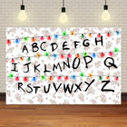 Fotoachtergrond Stranger Things alfabetmuur witte achtergrond