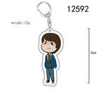 Chibi-sleutelhanger Stranger Things bruinharige jongen met blauwe jas