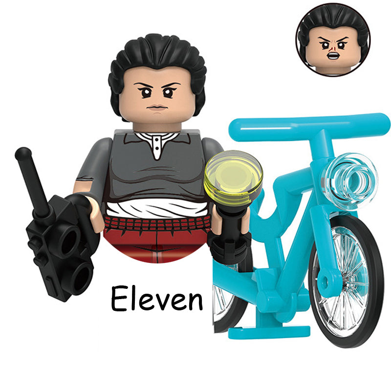 Mini figurine à construire Stranger Things Onze à vélo vu de face