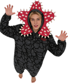 Pyjama-onesie Stranger Things Demogorgon zwart met bloemkop-capuchon 110–180 cm