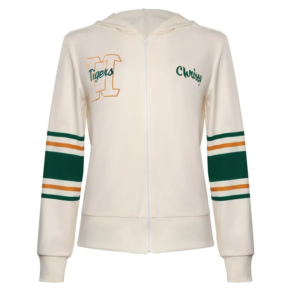 Chrissy-jas Stranger Things met rits, voorkant, borduursels H Tigers en Chrissy